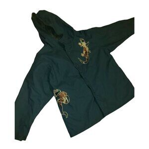 WIPPETTE KIDS Rain Coat Jacket Size 4 Green Iguana Hooded Pockets School